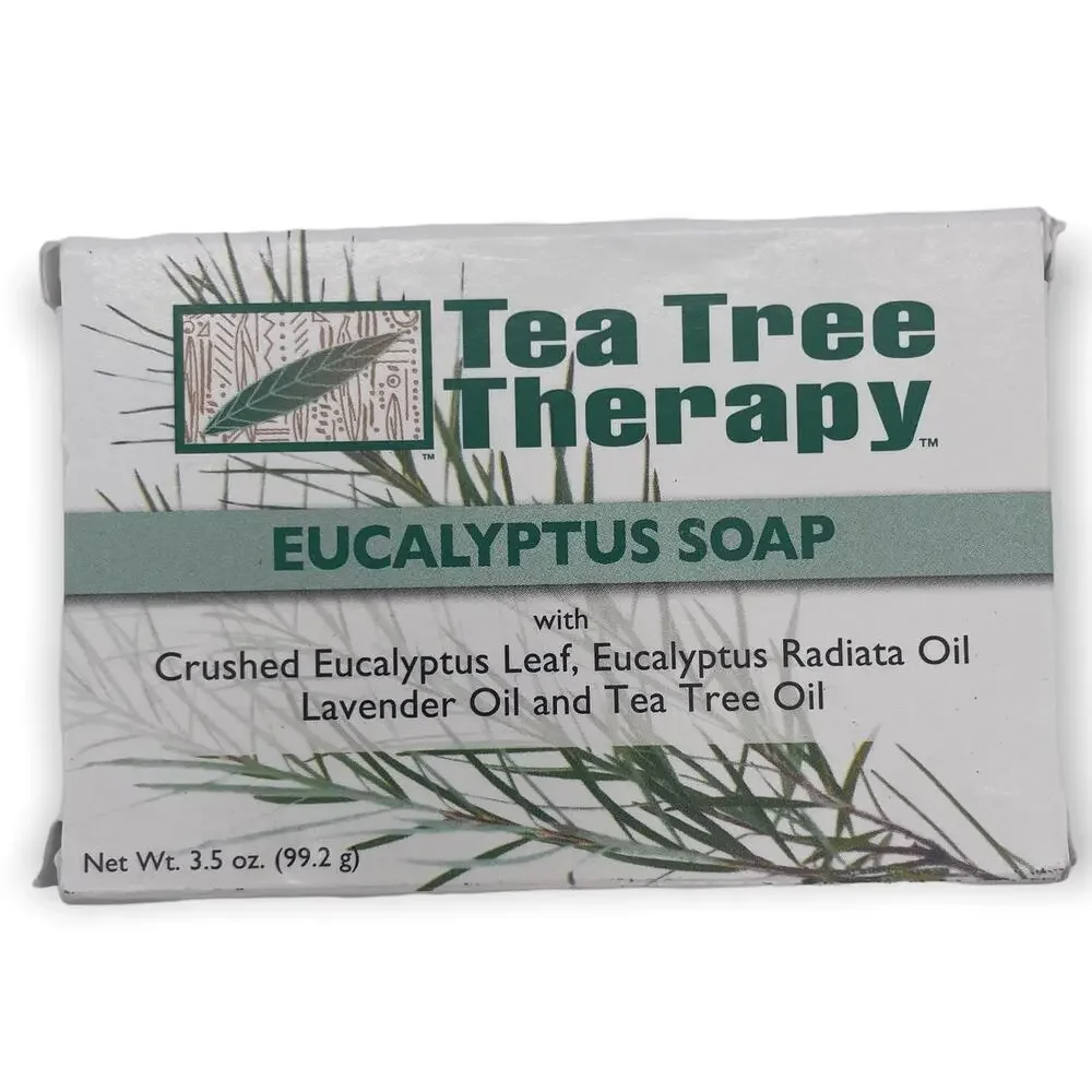 4-Pack Tea Tree Therapy Eucalyptus Soap 3.5 oz Vegetable Base Bar Exfoliating - Picture 2 of 4